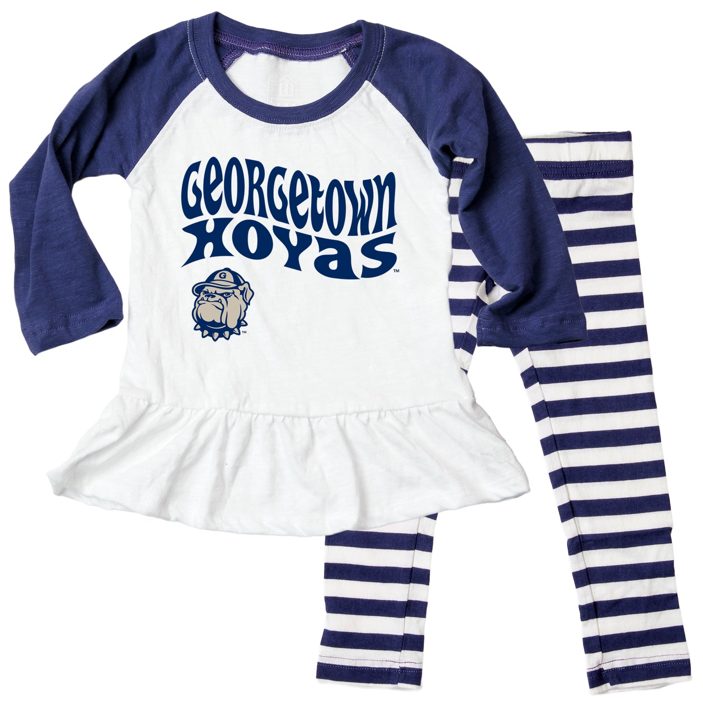 Georgetown Hoyas NCAA Infant Girls Ruffle Raglan Set