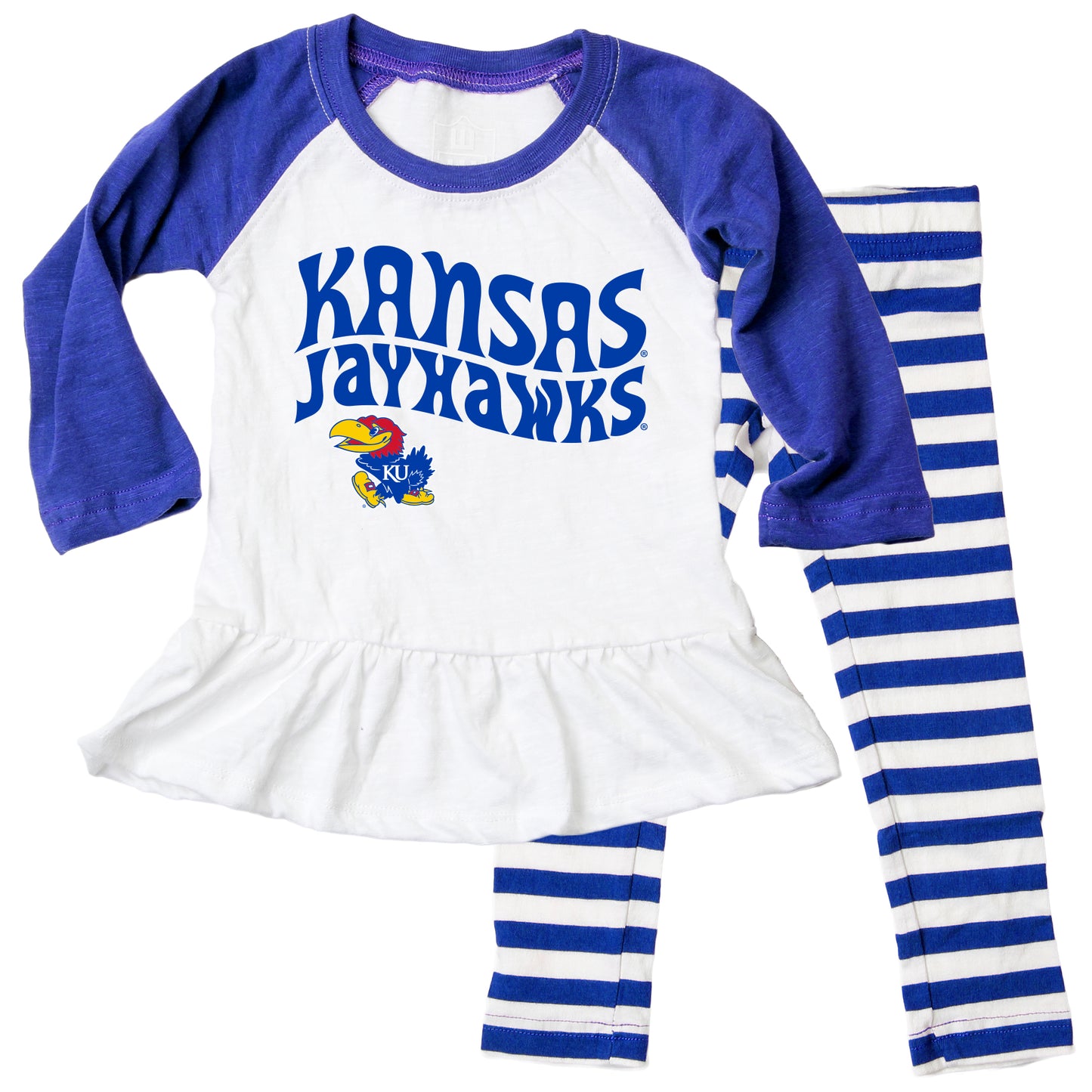 Kansas Jayhawks NCAA Infant Girls Ruffle Raglan Set