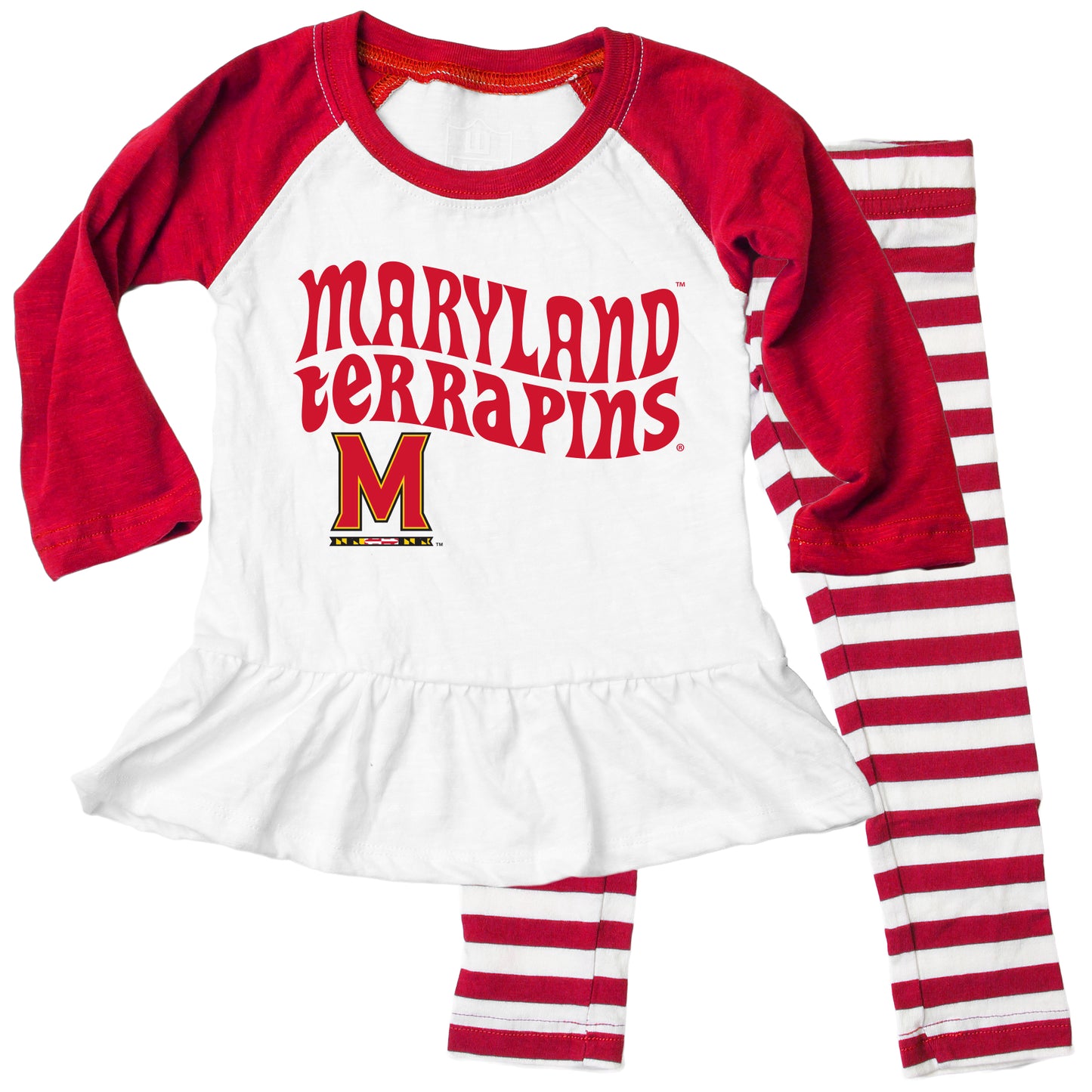Maryland Terrapins NCAA Infant Girls Ruffle Raglan Set