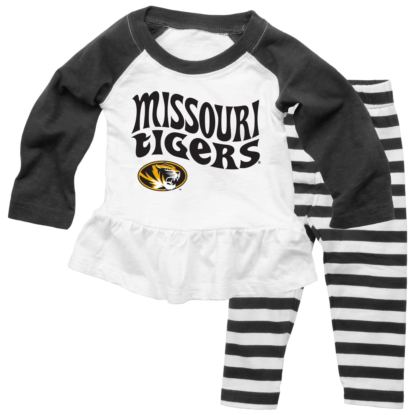 Missouri Tigers NCAA Infant Girls Ruffle Raglan Set