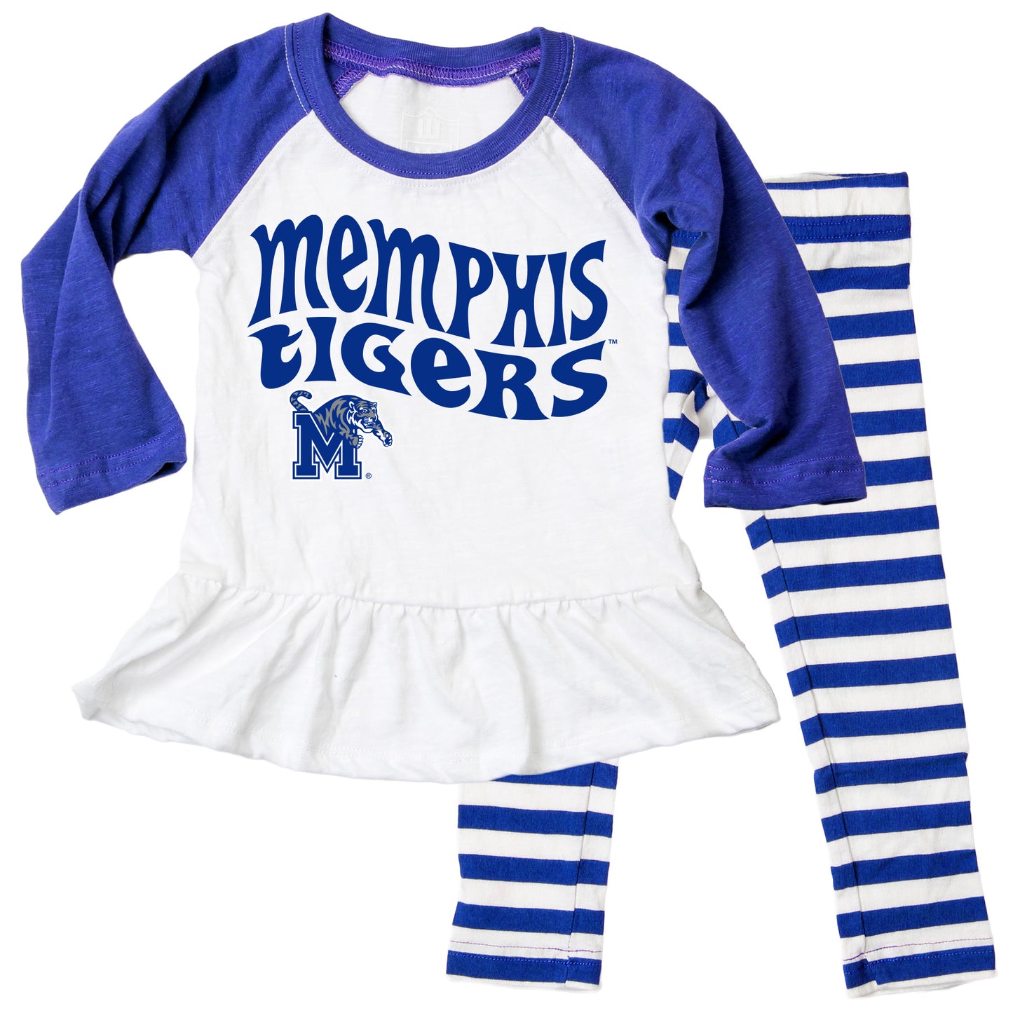 Memphis Tigers NCAA Infant Girls Ruffle Raglan Set