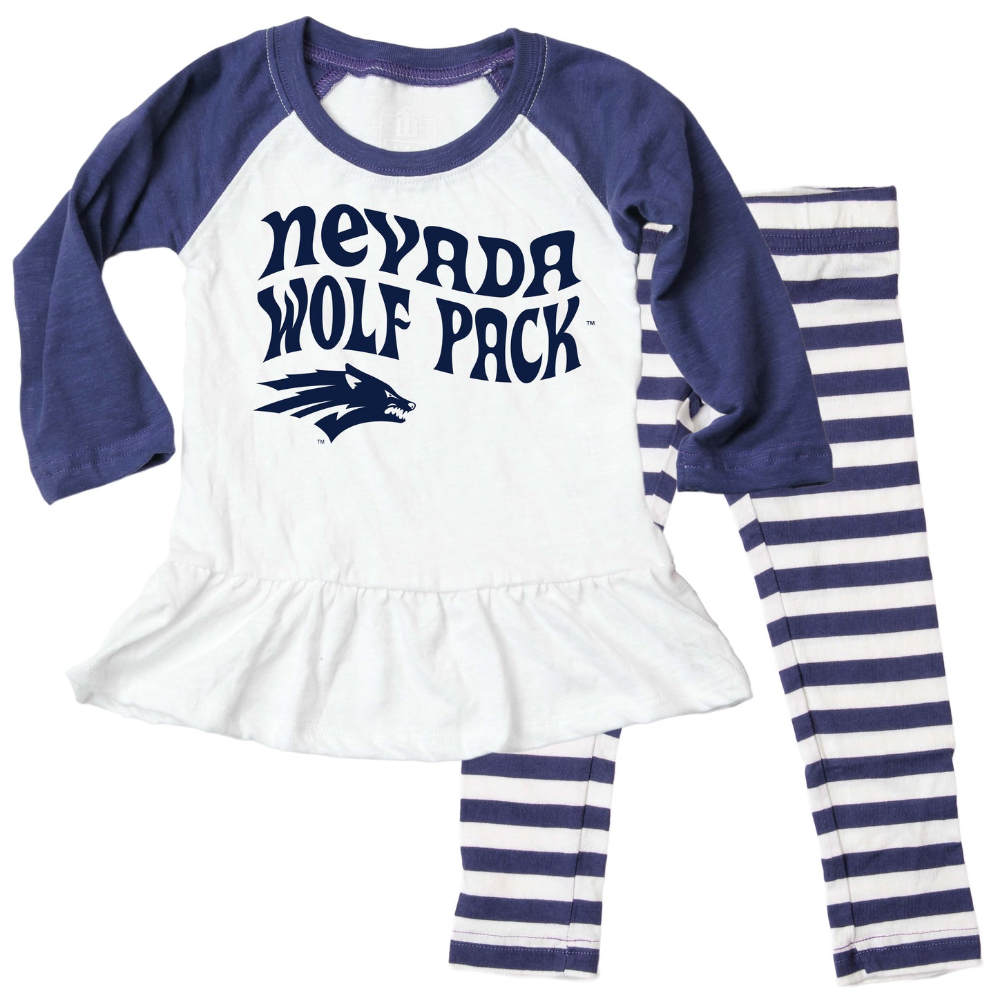 Nevada Reno Wolf Pack NCAA Infant Girls Ruffle Raglan Set