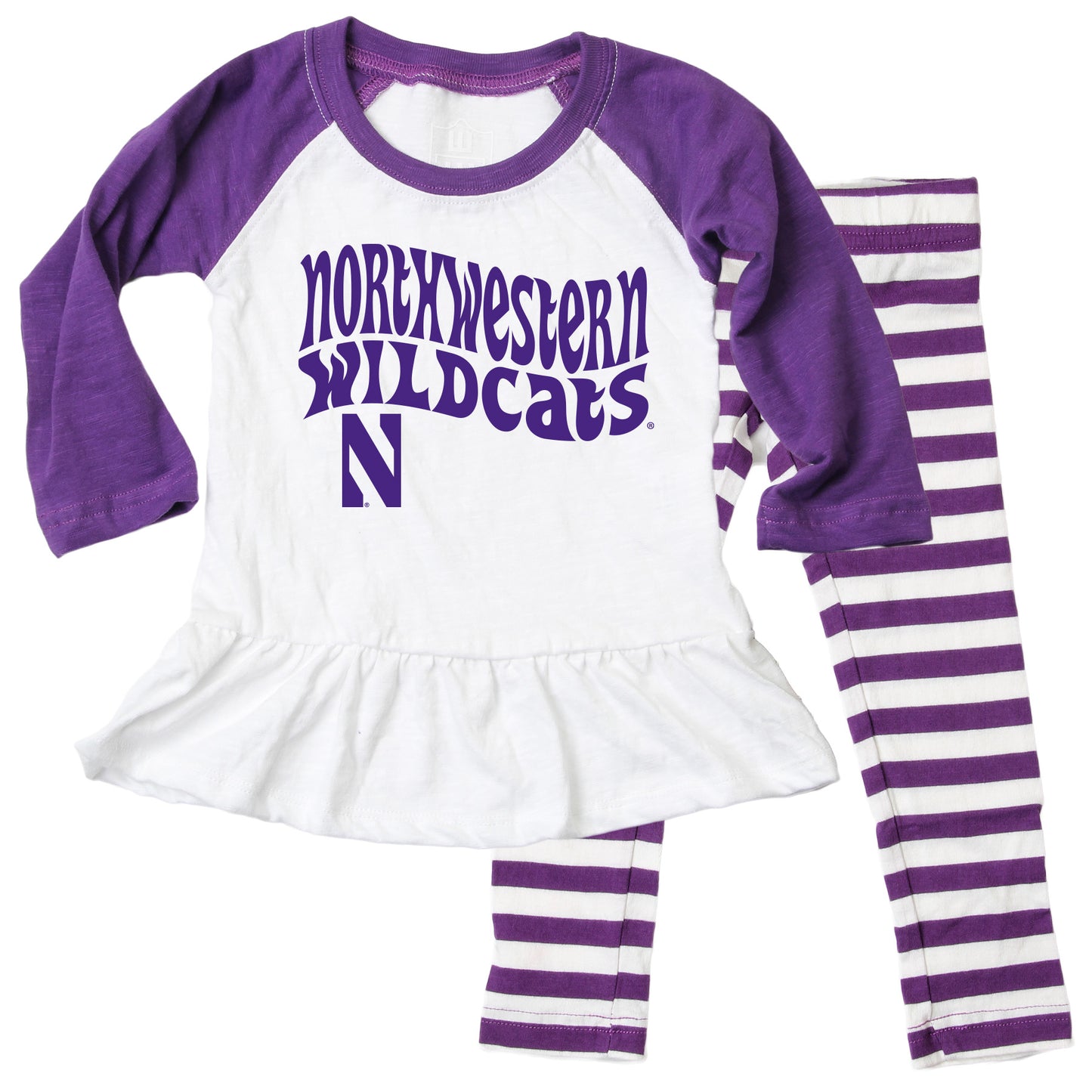 Northwestern Wildcats NCAA Infant Girls Ruffle Raglan Set