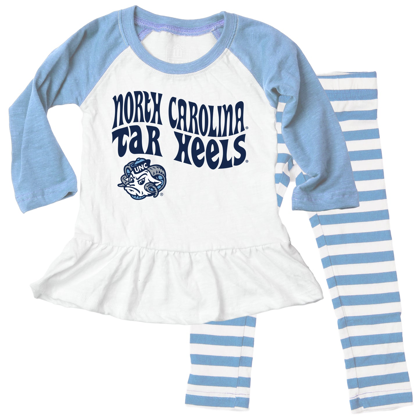 North Carolina Tar Heels NCAA Infant Girls Ruffle Raglan Set