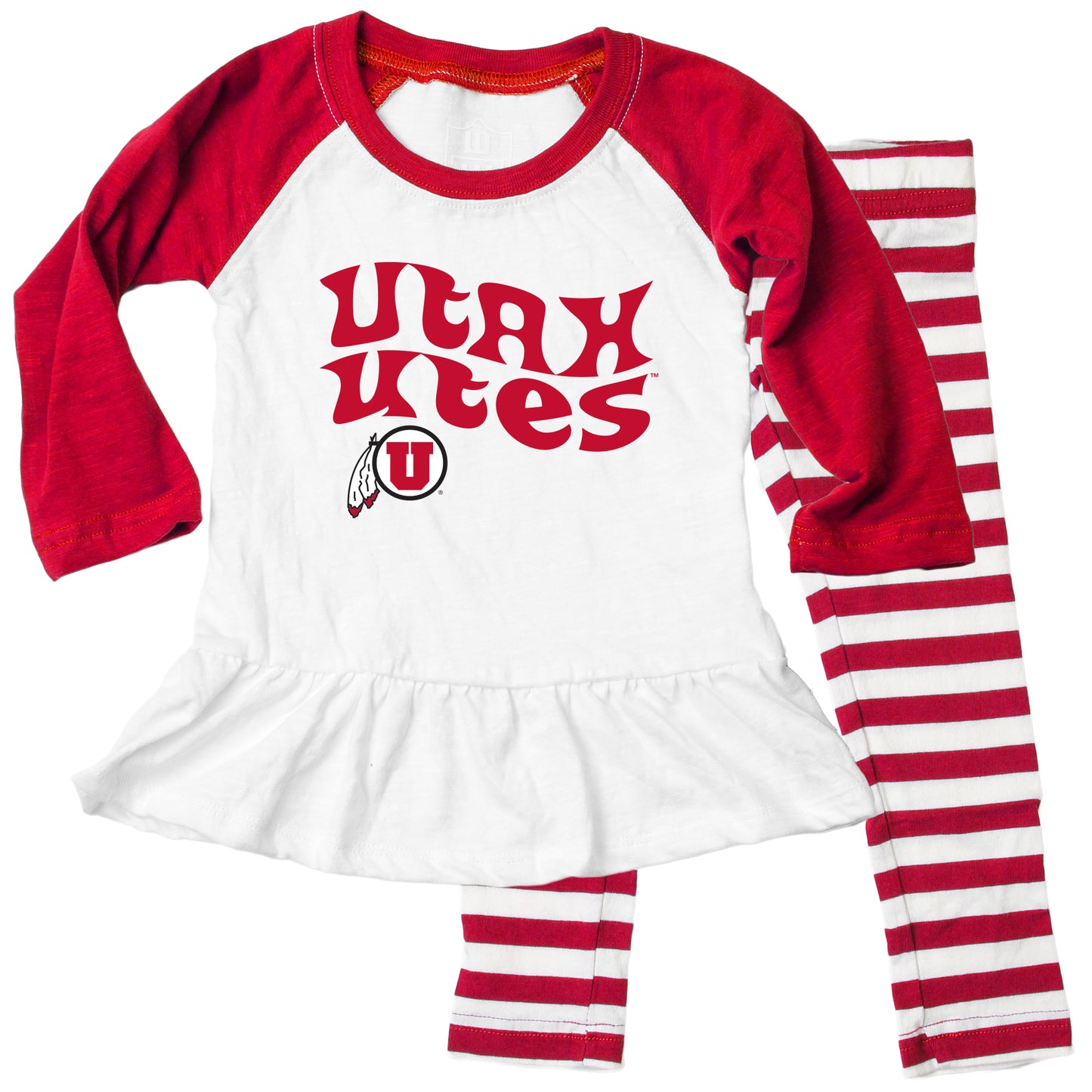 Utah Utes NCAA Infant Girls Ruffle Raglan Set