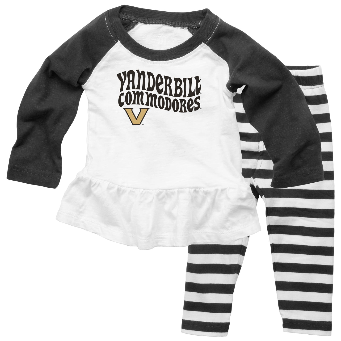 Vanderbilt Commodores NCAA Infant Girls Ruffle Raglan Set
