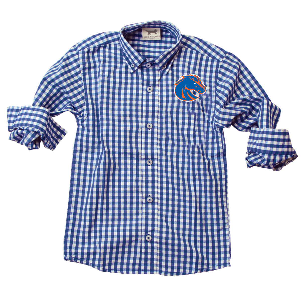 Boise State Broncos Youth Boys LS Gingham Shirt - Blue Moon