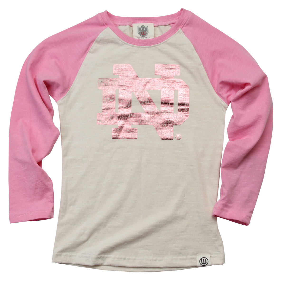 Notre Dame Fighting Irish Youth Girls Foil Slub Raglan