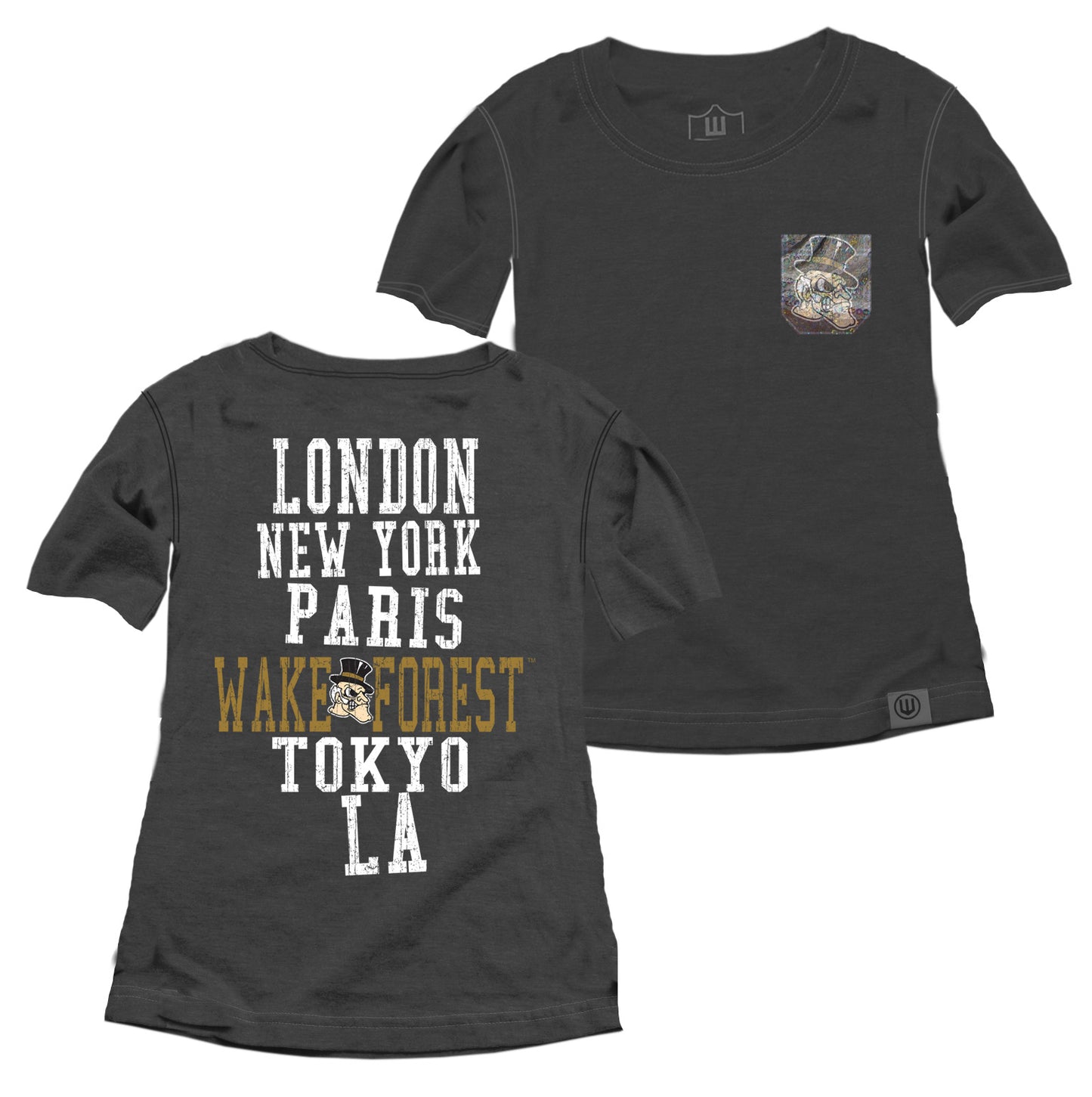 Wake Forest Demon Deacons Youth Girls Sparkle Pocket Tee