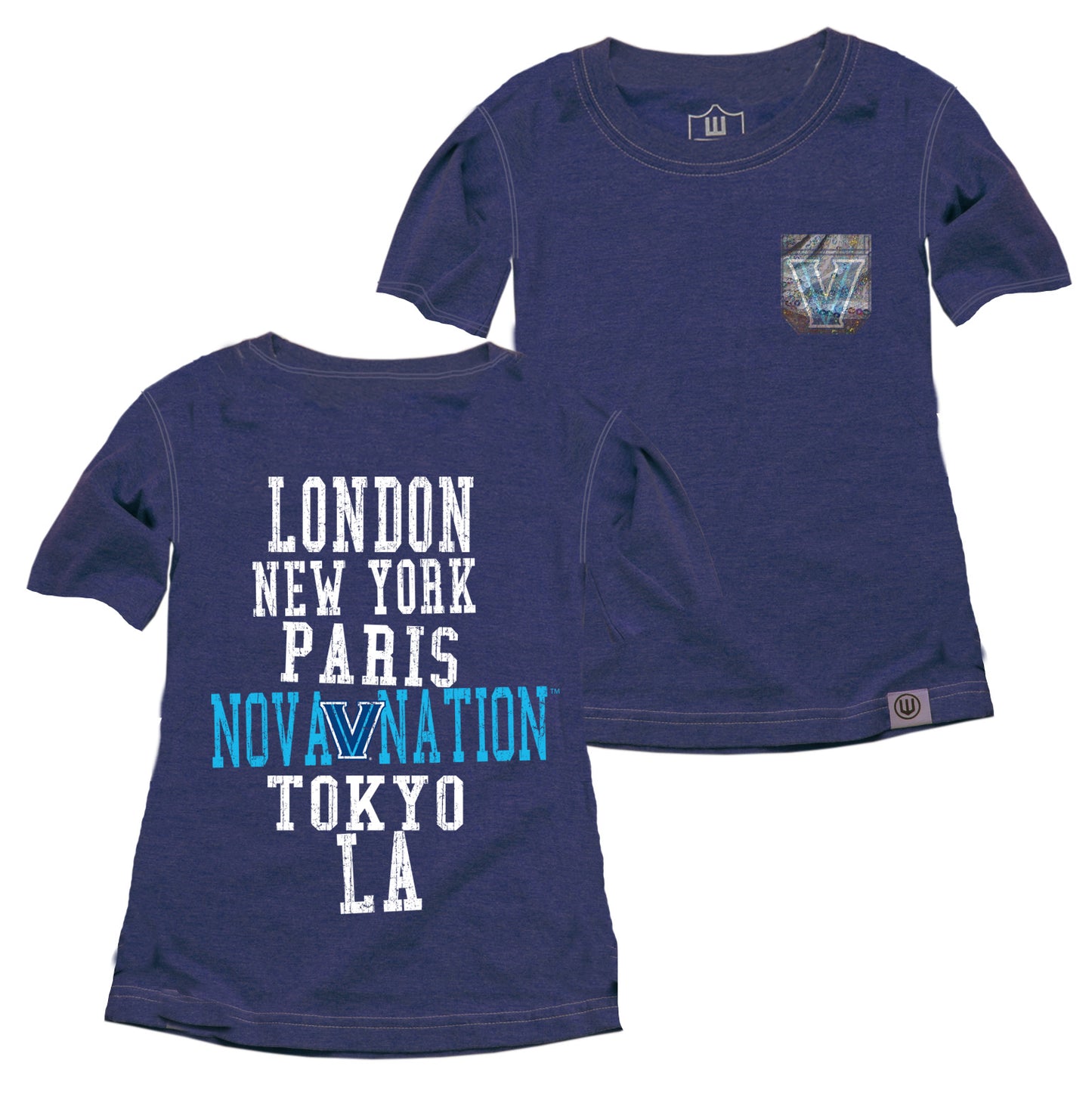 Villanova Wildcats Youth Girls Sparkle Pocket Tee