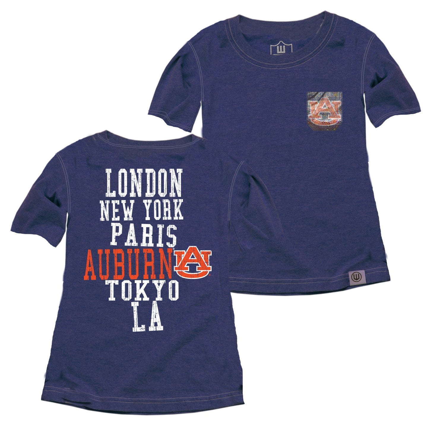 Auburn Tigers Youth Girls Sparkle Pocket Tee