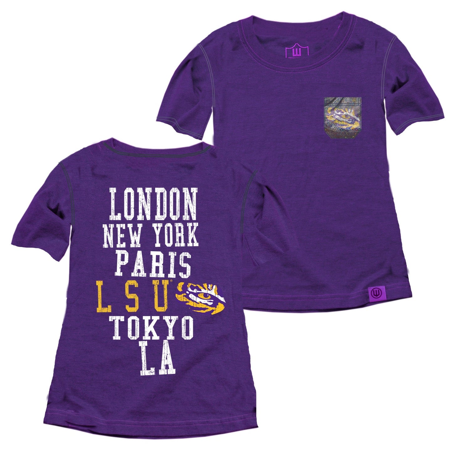 LSU Tigers Youth Girls Sparkle Pocket Tee
