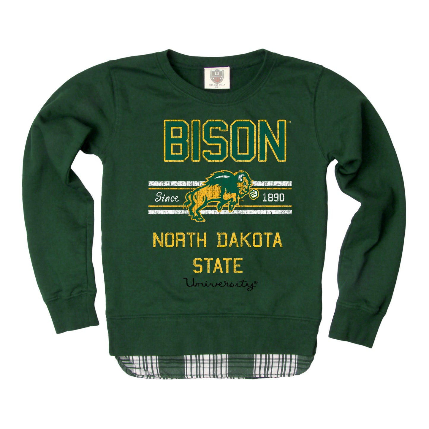 North Dakota State Bison Youth Girls Layered Crew