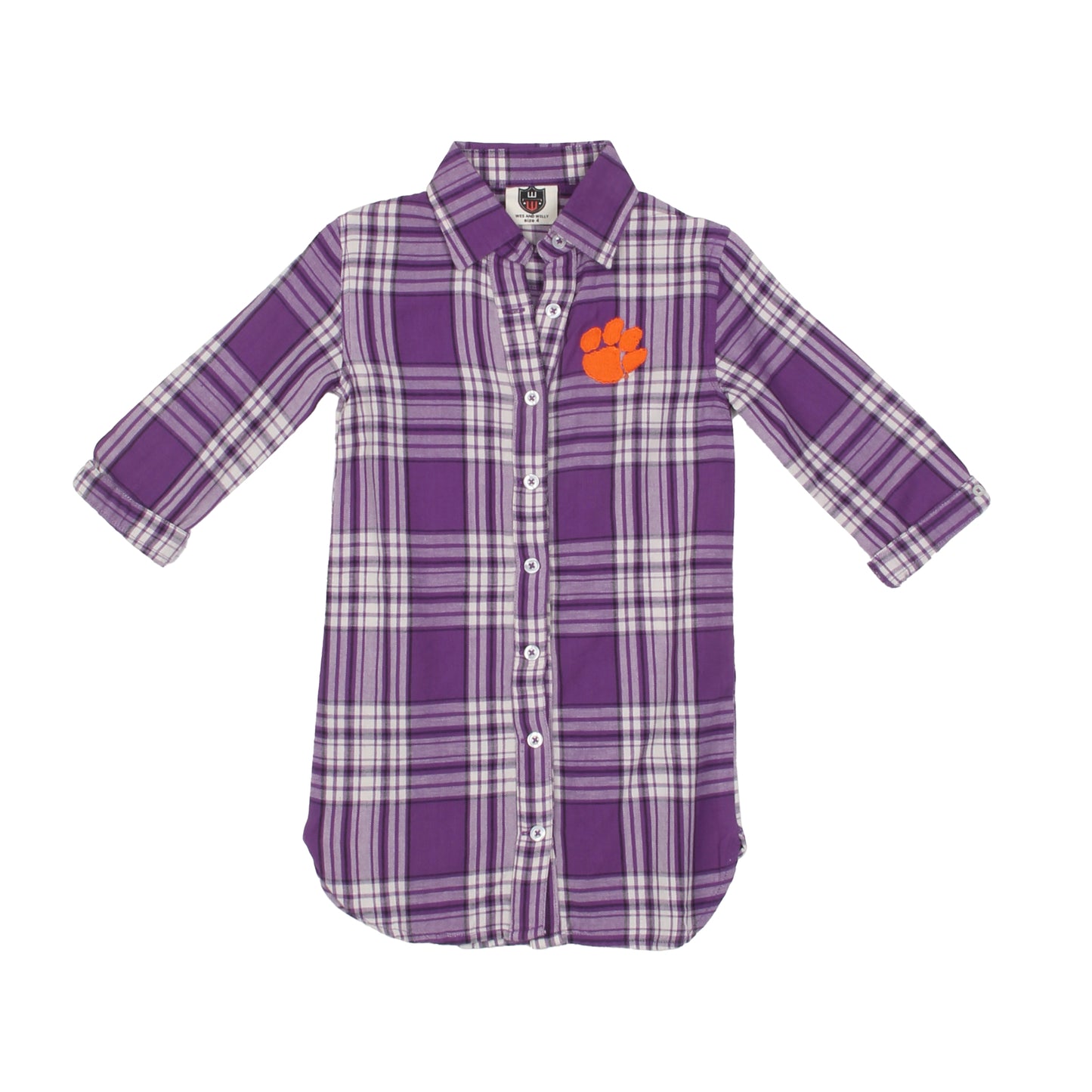 Clemson Tigers Youth Girls Plaid Dress - Purple