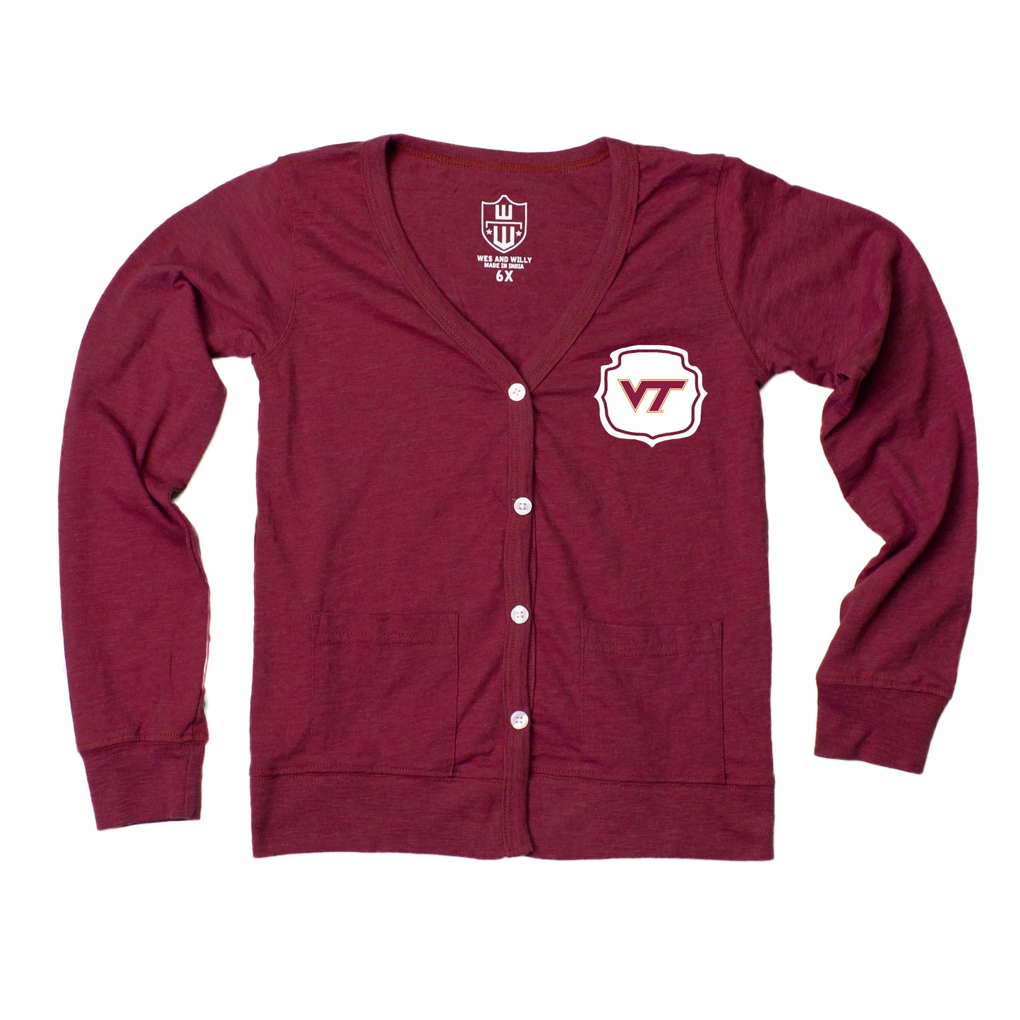 Virginia Tech Hokies Youth Girls Blend Jersey Cardigan