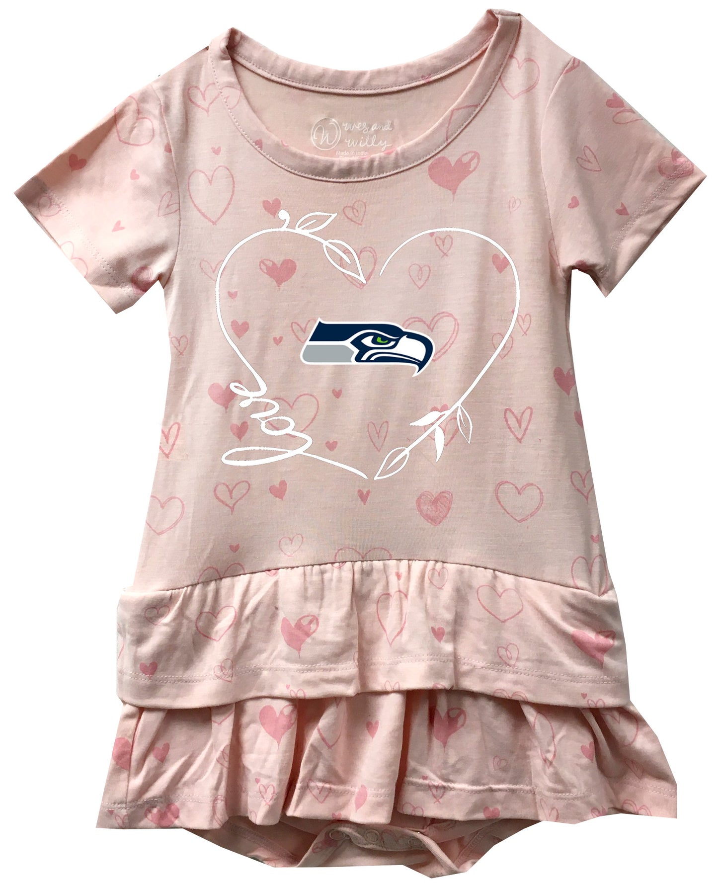 Seattle Seahawks Infant Girls Pink Ruffle Bodysuit