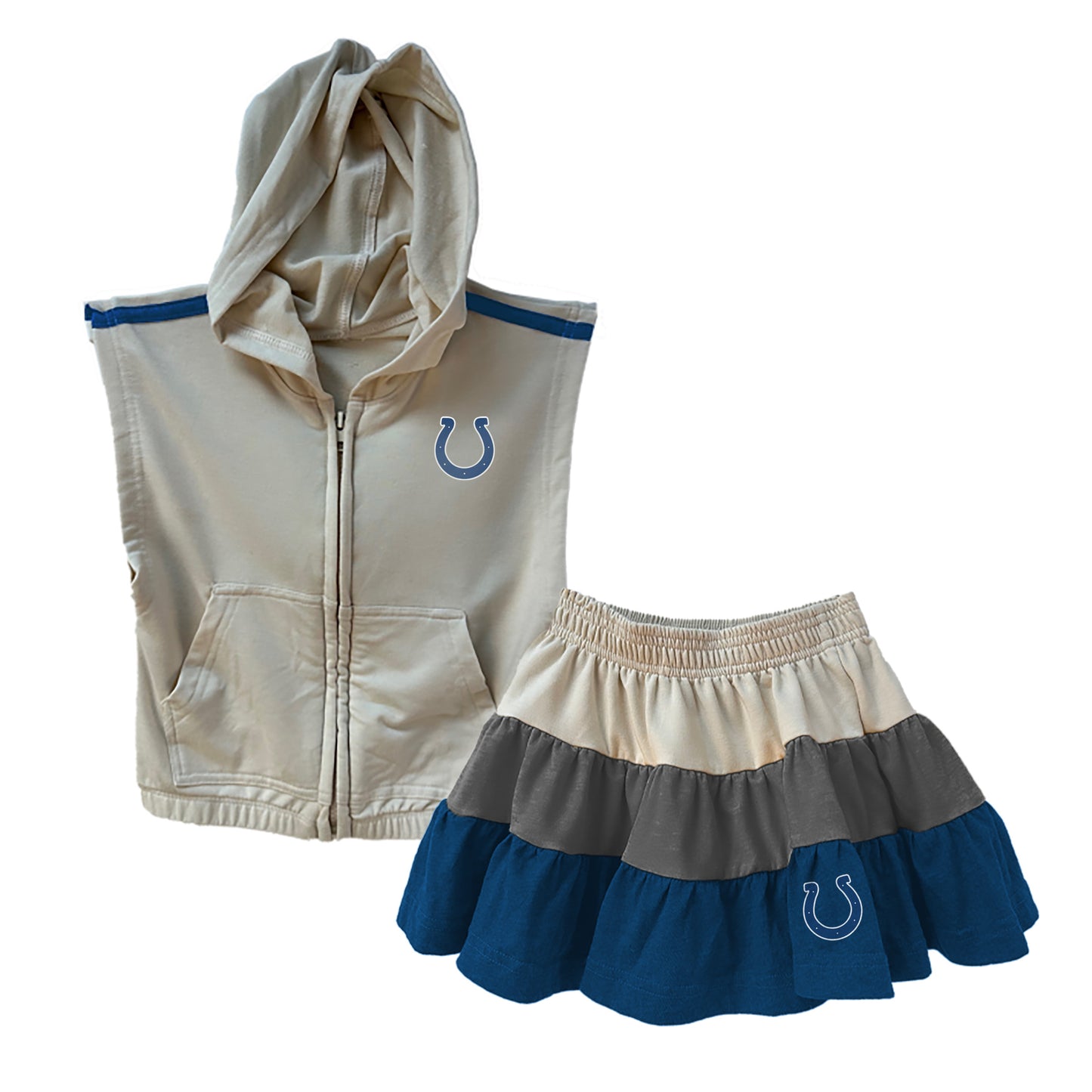 Indianapolis Colts NFL Girls Sleeveless Zip Hoodie and Ruffle Skirt Set