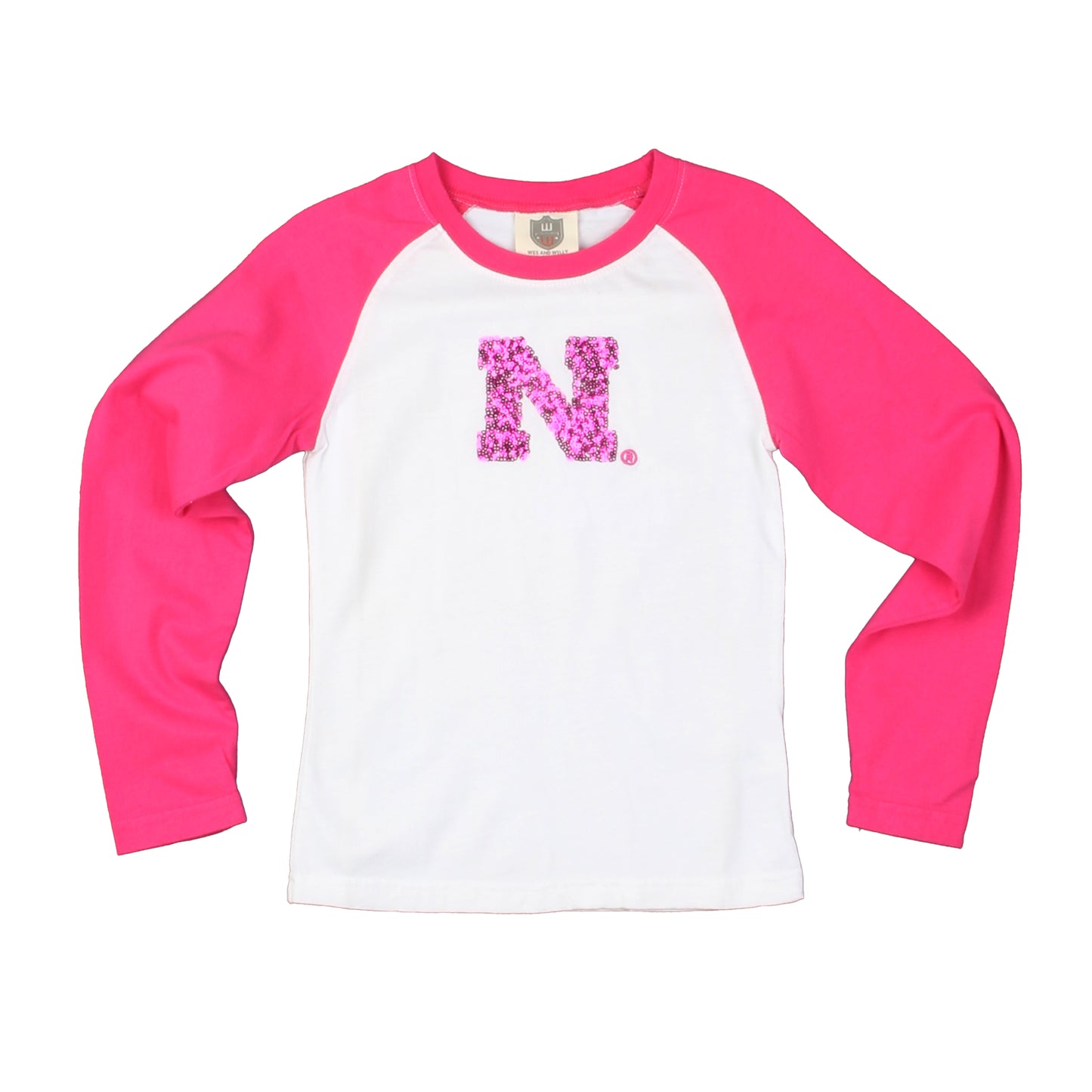 Nebraska Huskers Youth Solid Sequin Raglan