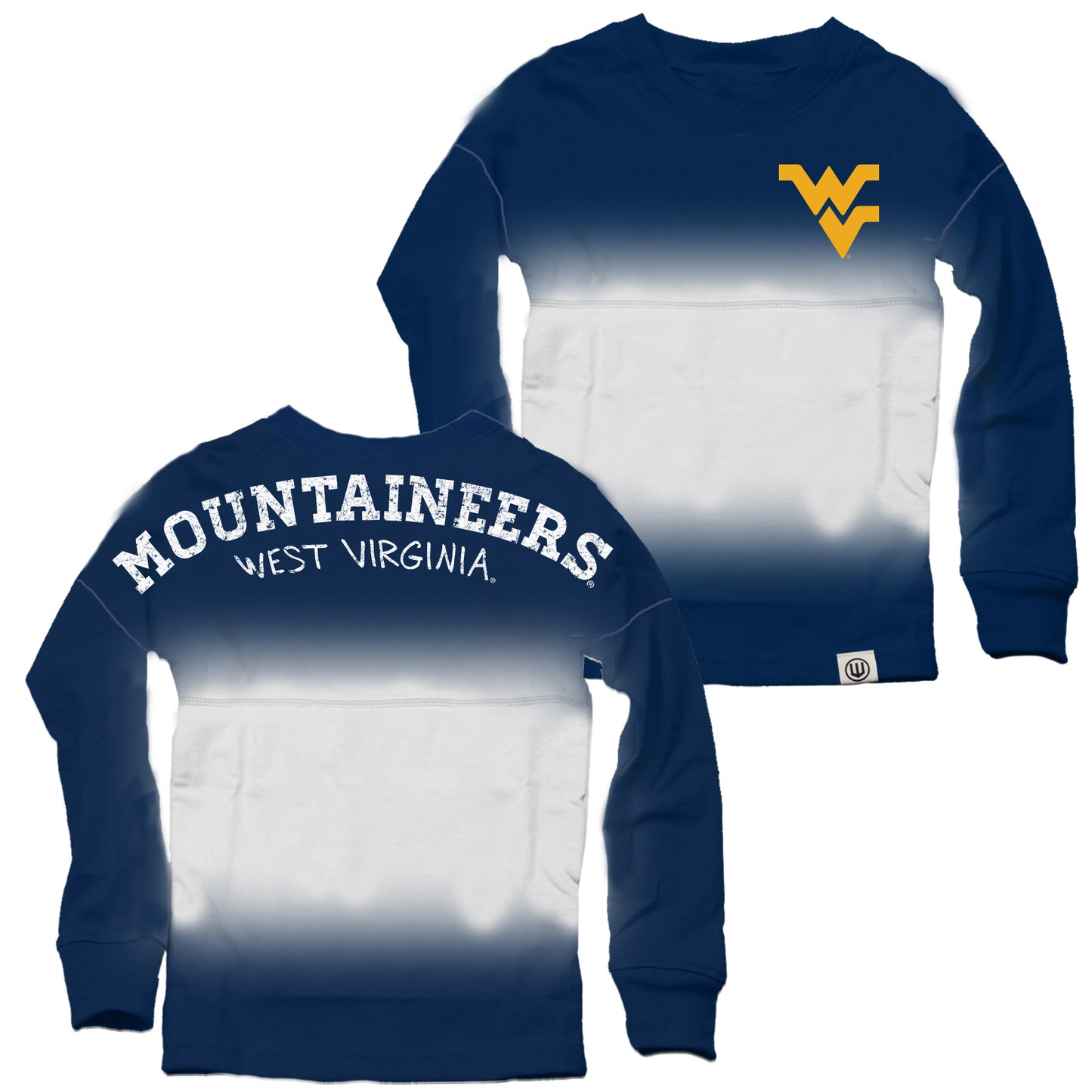 West Virginia Mountaineers Youth Girls Dip Dyed Spirit Top