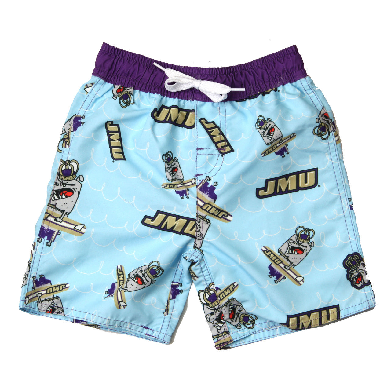 James Madison Dukes Youth Boys Caricature Swim Trunks