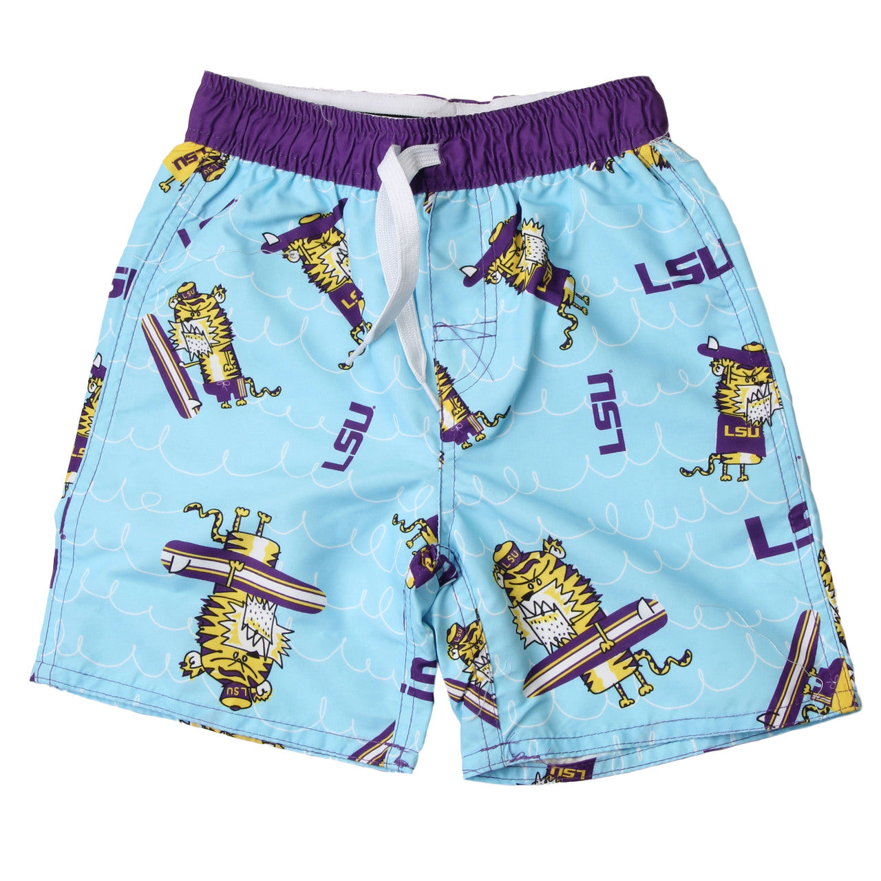 LSU Tigers Youth Boys Caricature Swim Trunk