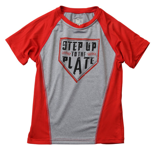Step Up to Plate Red Perf. Tee