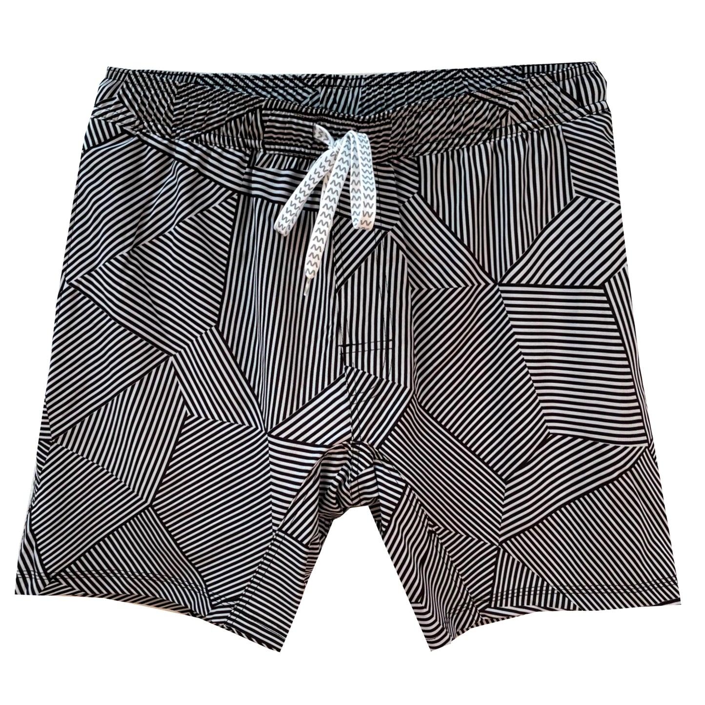 Men's Patterned Lines Tech Swim Trunks