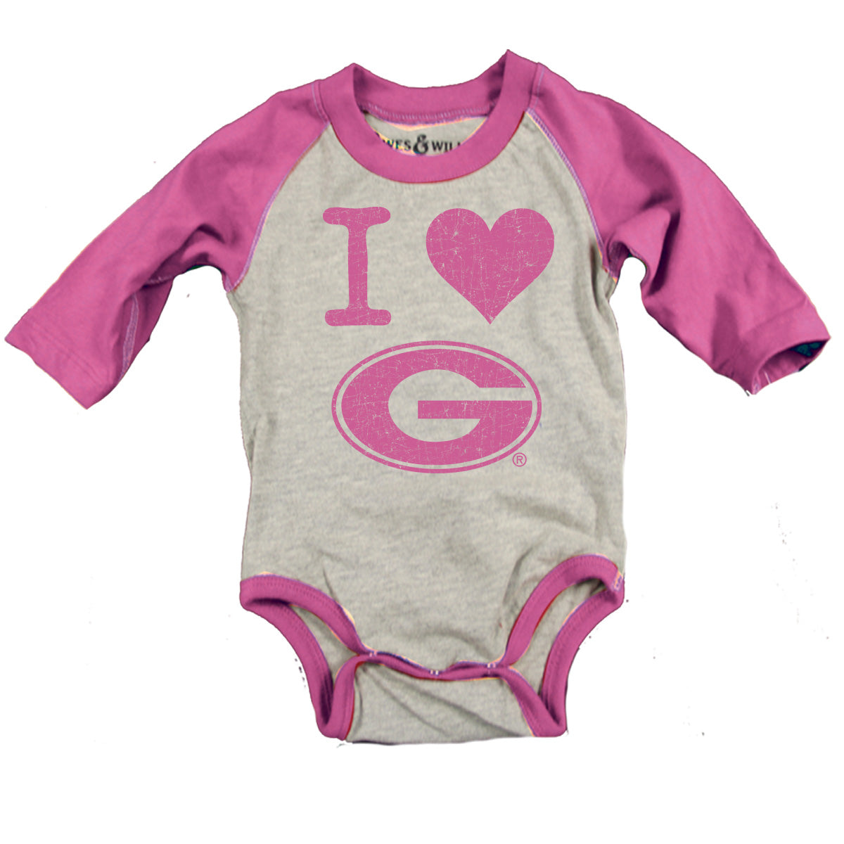 Georgia Bulldogs Infant Girls Pink Raglan Bodysuit