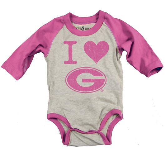 Georgia Bulldogs Infant Pink Raglan Bodysuit