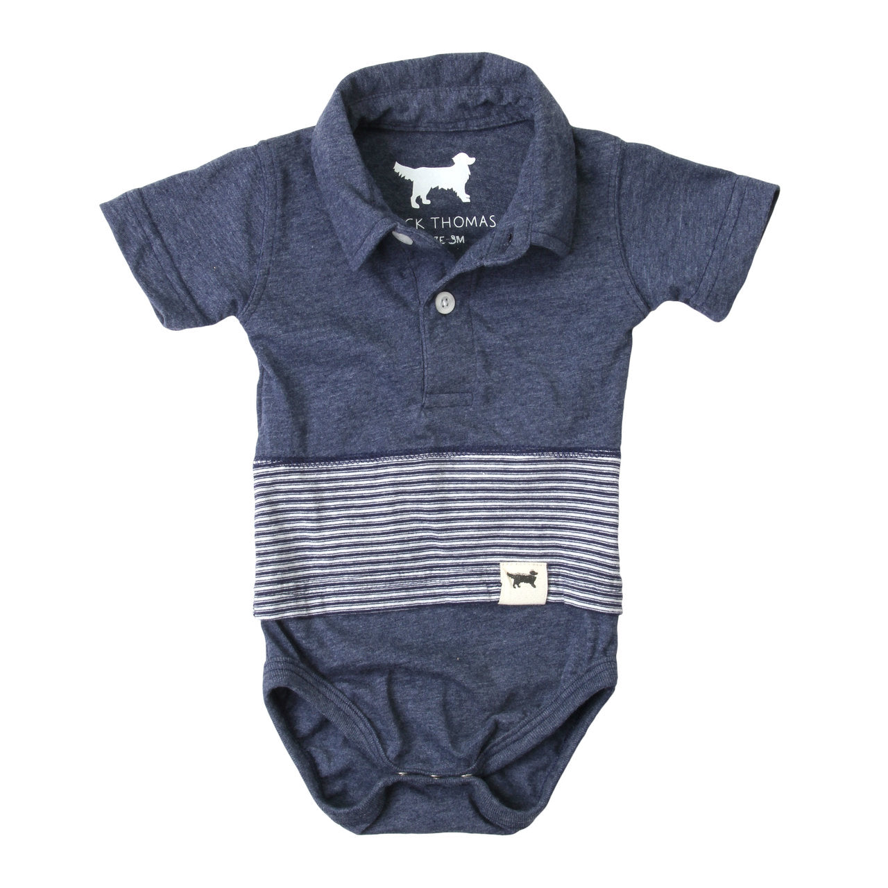 Infant Boys Striped Polo Hopper/Navy