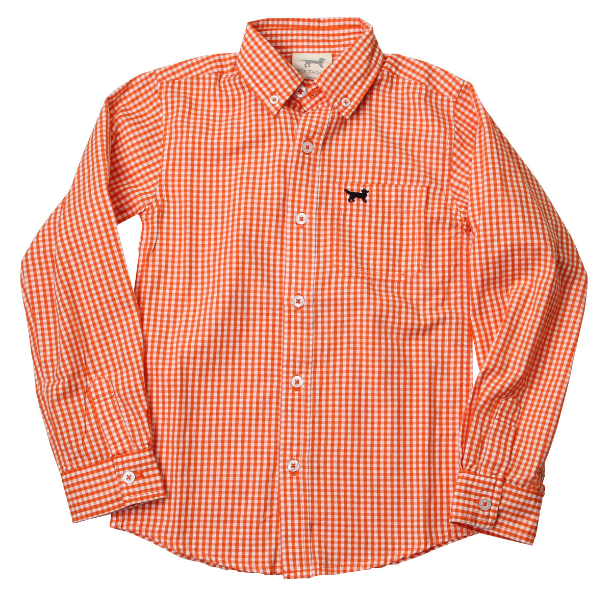 Youth Boys Mini Gingham Long Sleeve Shirt/Orange
