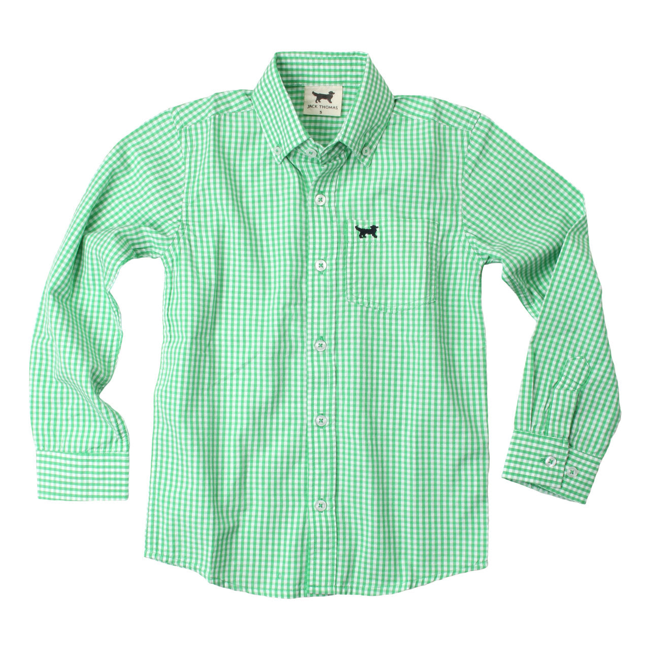 Youth Boys Mini Gingham Long Sleeve Shirt/Green