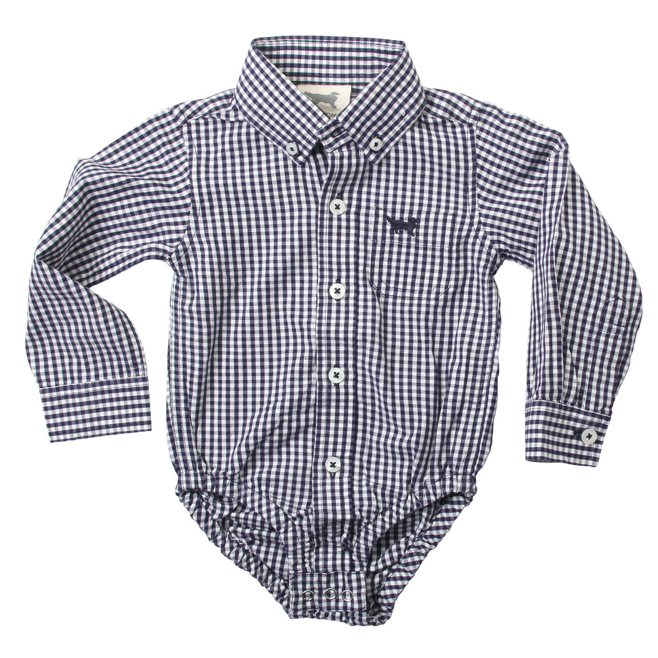Infant Boys Mini Gingham Long Sleeve Bodysuit /Navy