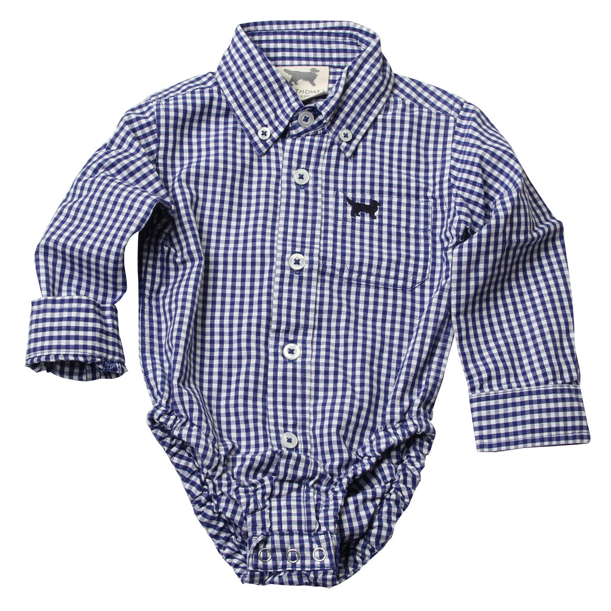 Infant BoysMini Gingham Long Sleeve Bodysuit/Blue Moon