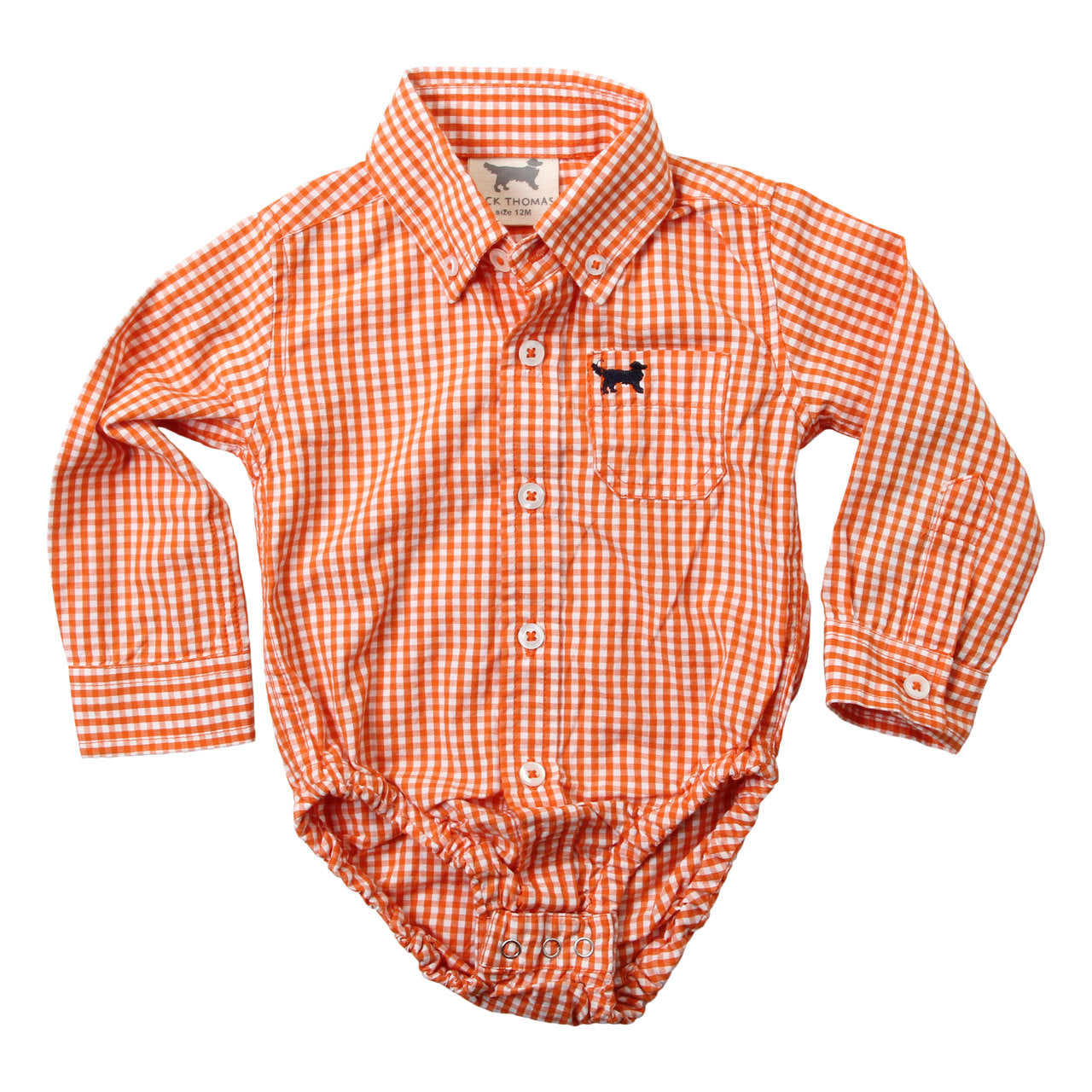 Infant Boys Mini Gingham Long Sleeve Bodysuit /Orange