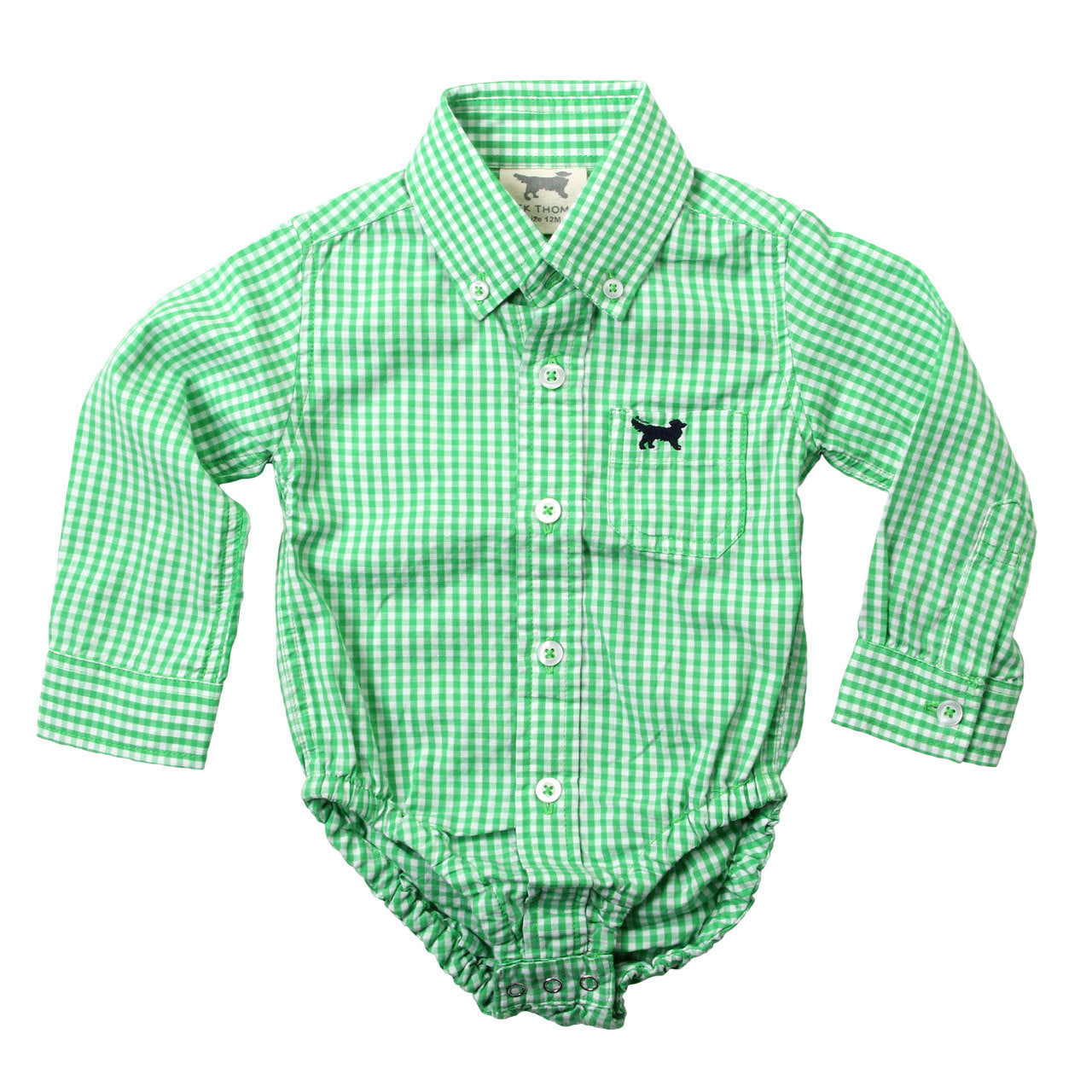 Infant Boys Mini Gingham Long Sleeve Bodysuit / Green