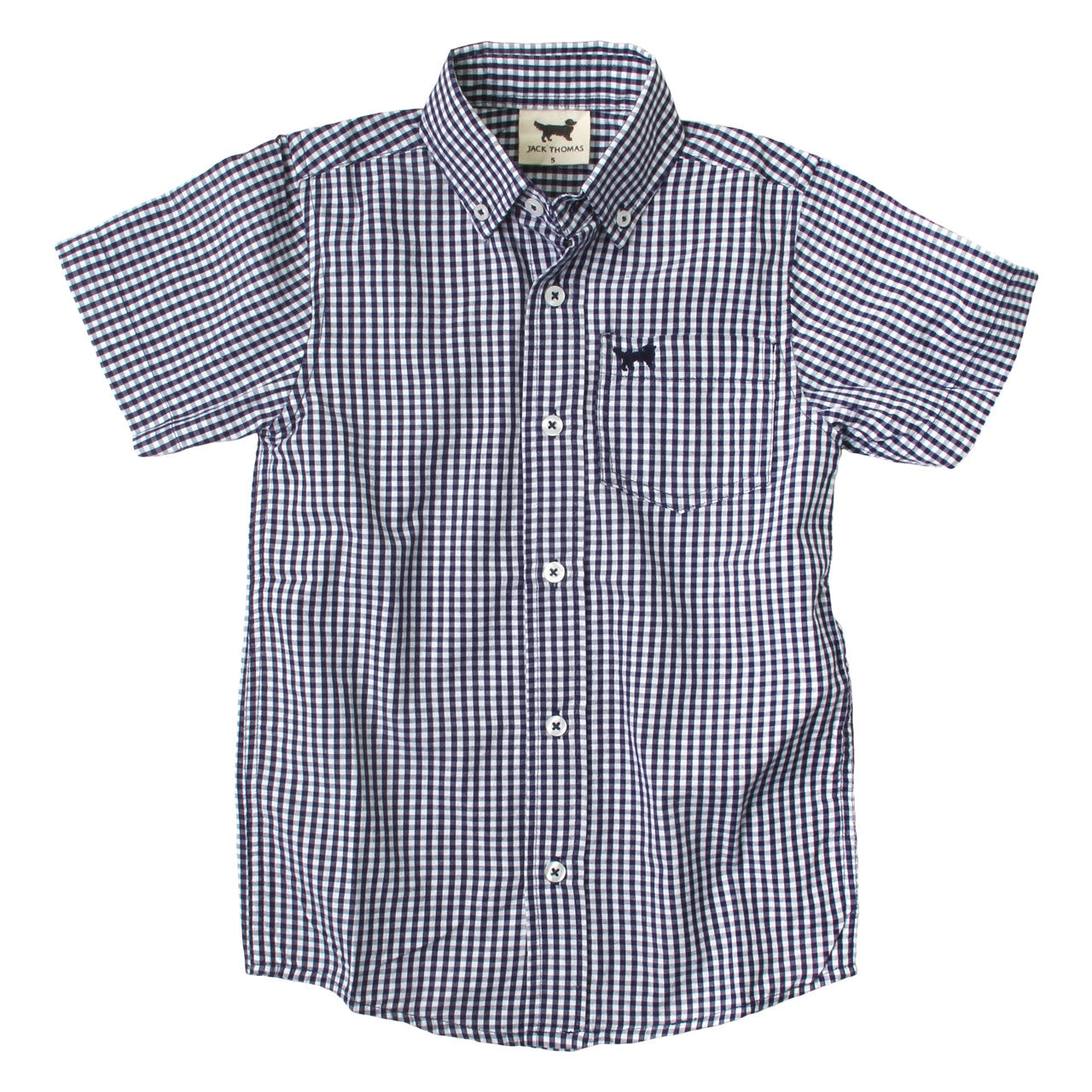Youth Boys Mini Gingham Short Sleeve Shirt/Navy