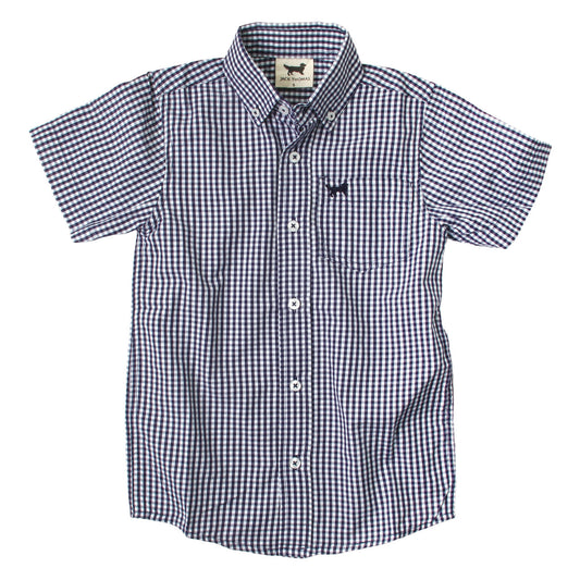 Mini Gingham Short Sleeve Shirt/Navy