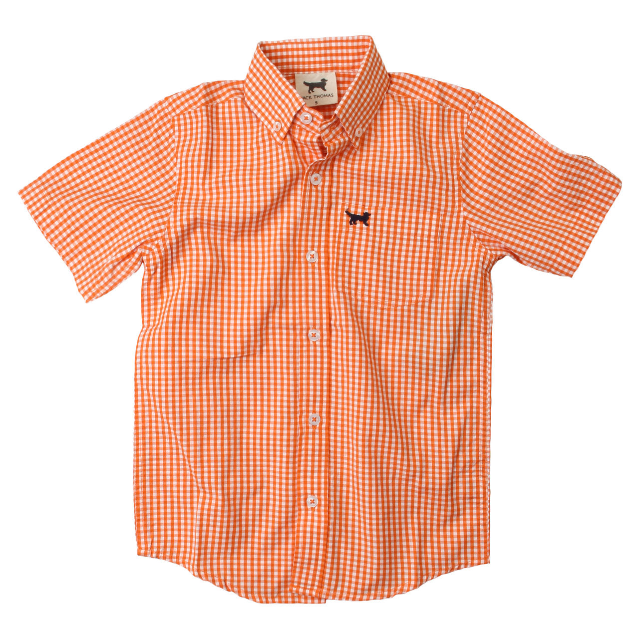 orange gingham dress shirt Short Sleeve Orange and White Gingham Cotton Heights Shirt with Magnetic Closures Orange and White / X-Large