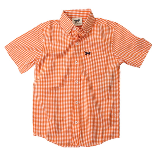 Mini Gingham Short Sleeve Shirt/Orange