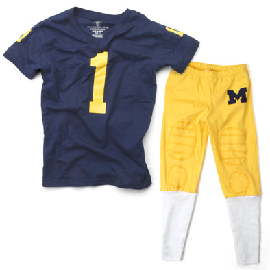 Wes & Willy Michigan Wolverines Short Sleeve Football Pajama