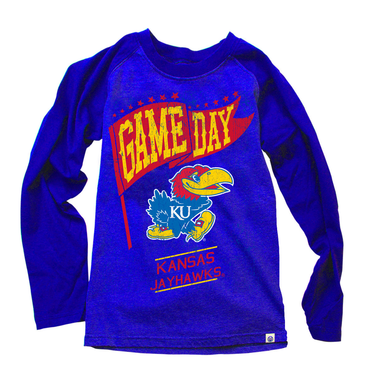 Kansas Jayhawks Youth Boys Blend LS Raglan