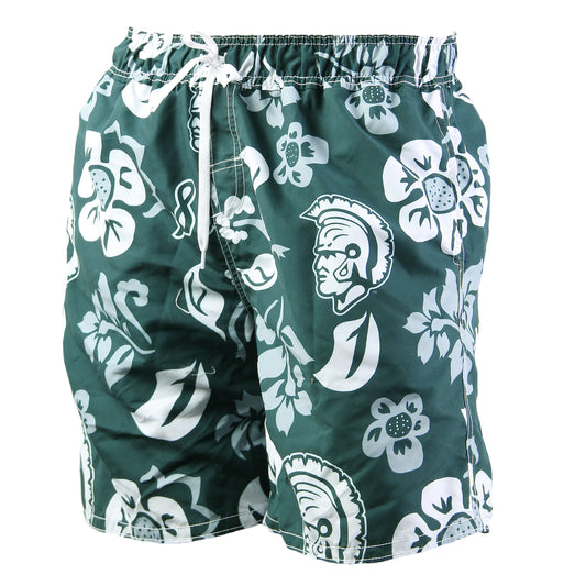 Michigan State Spartans Men's Floral Swim Trunk