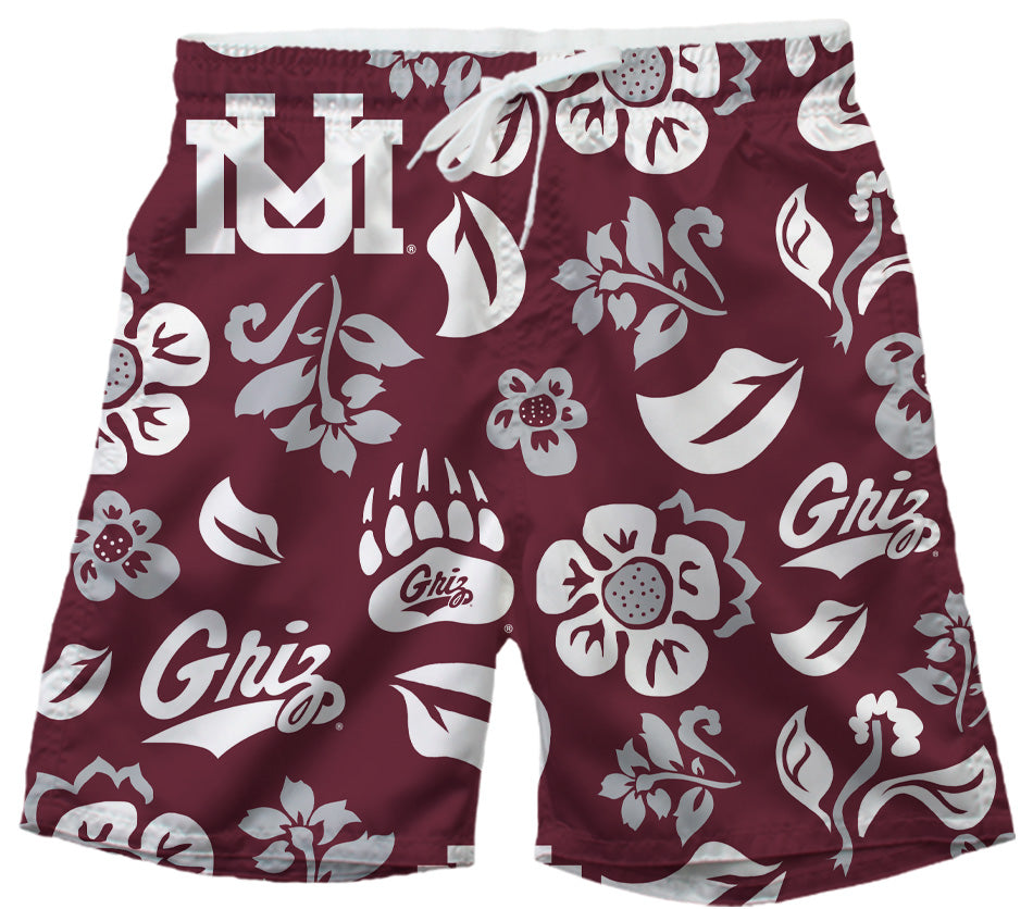 Montana Grizzlies Men's Floral Swim Trunk