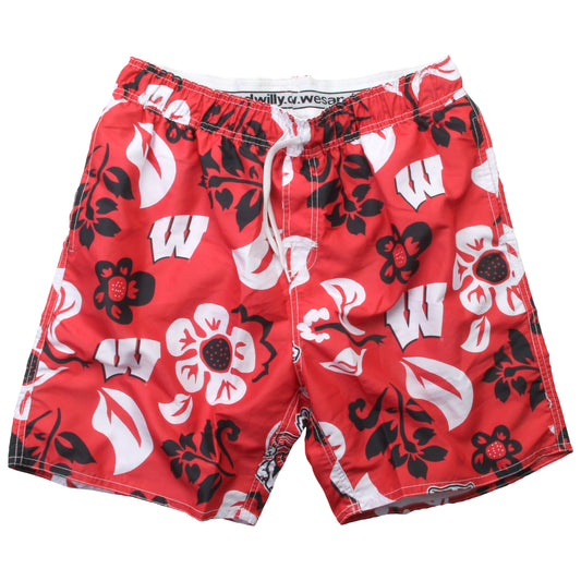 Wisconsin Badgers Men's Floral Swim Trunk