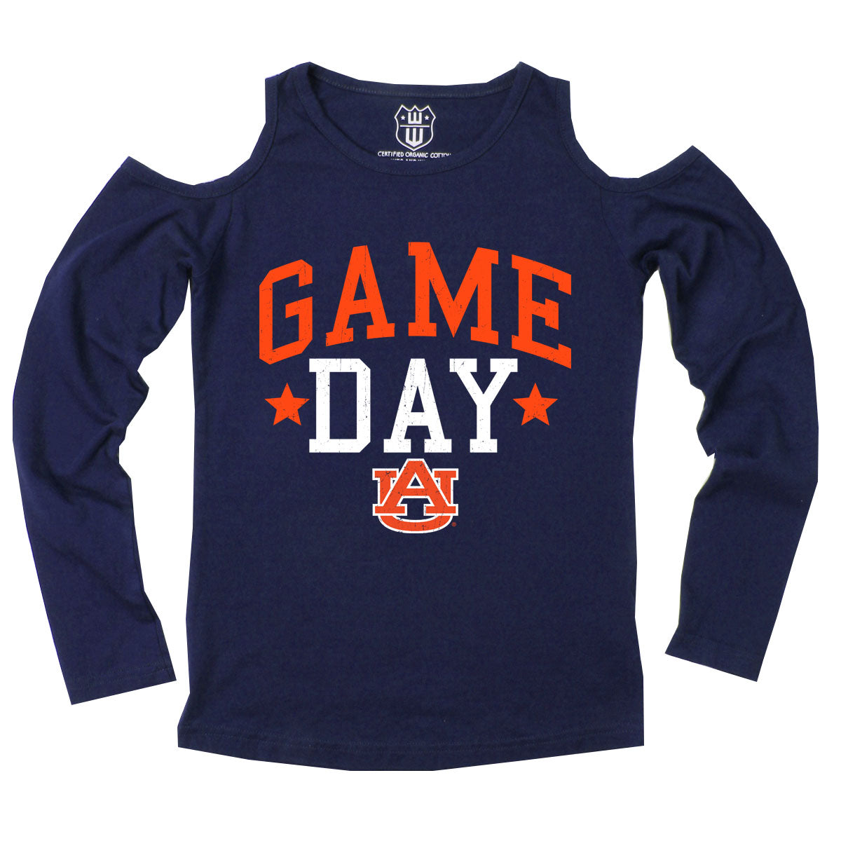 Auburn Tigers Youth Girls Cold Shoulder Top