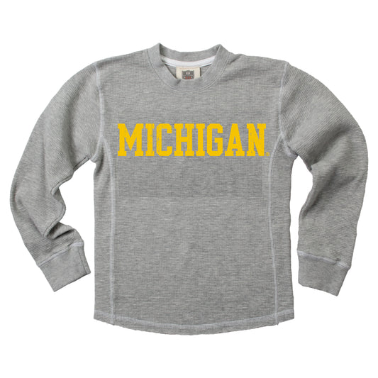 Michigan Wolverines Waffle Long Sleeve Crew