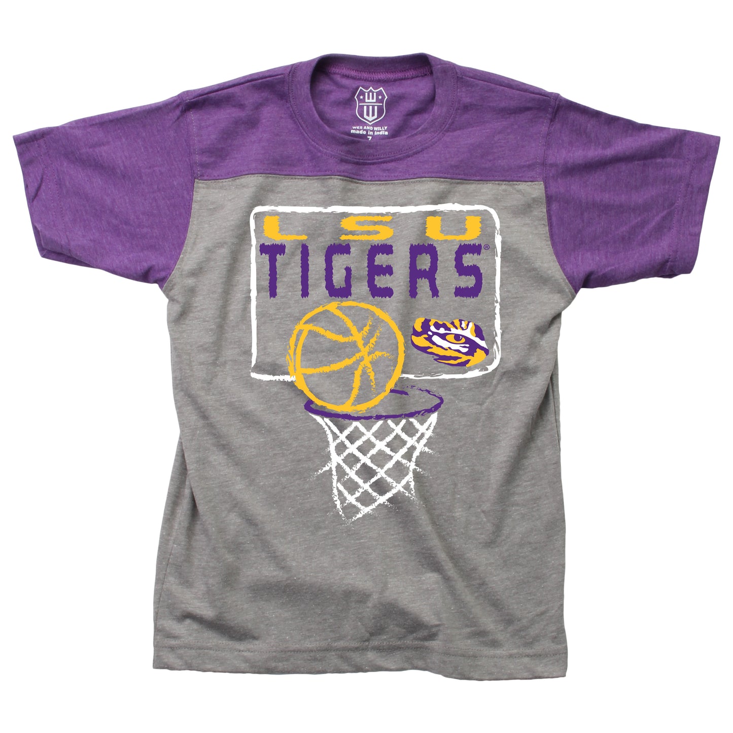 LSU Tigers Youth Basketball Yoke Tee