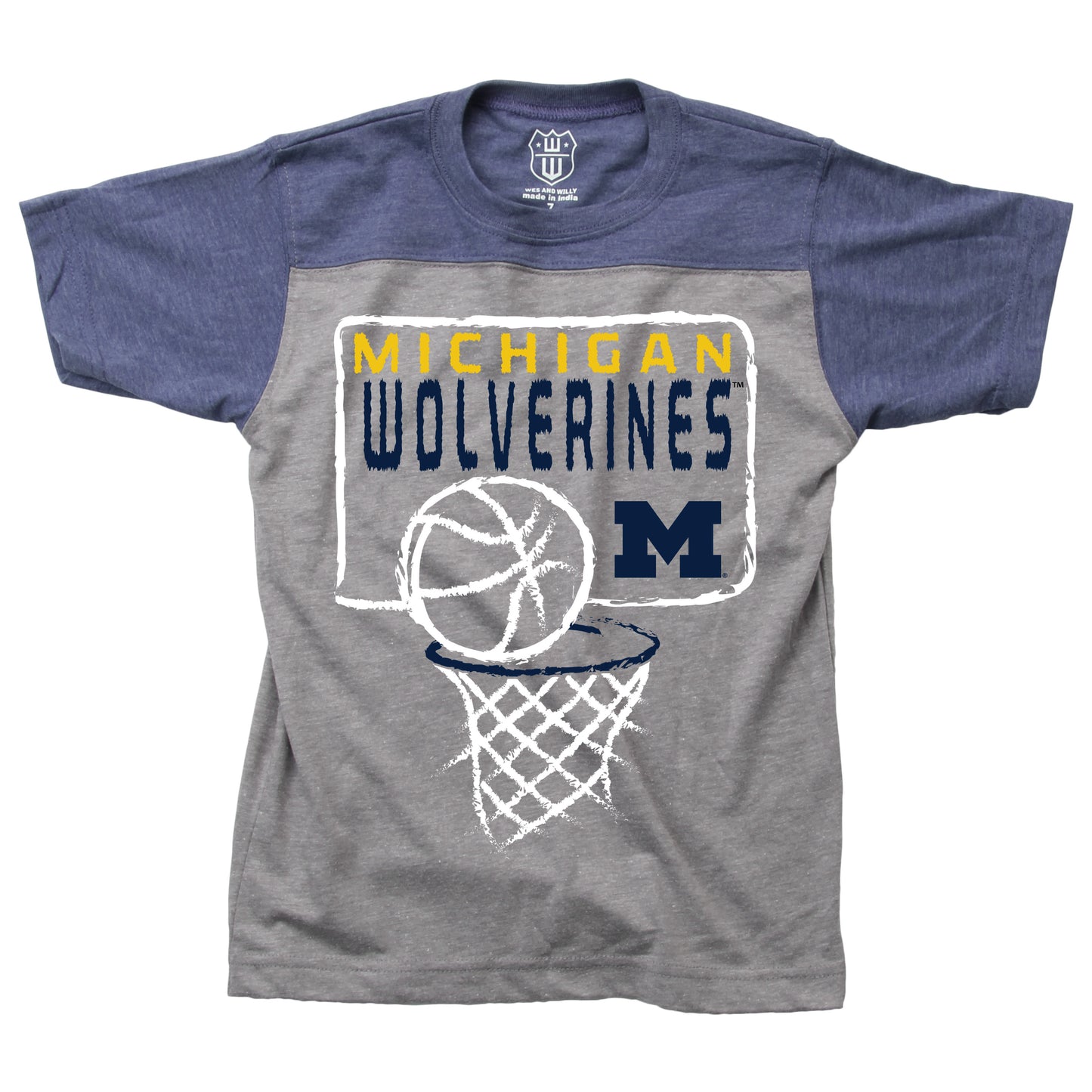Michigan Wolverines Youth Basketball Yoke Tee-Navy
