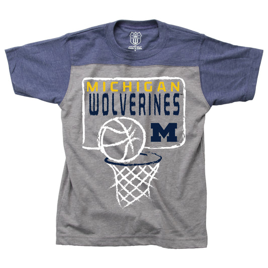 Michigan Wolverines Youth Basketball Yoke Tee-Navy